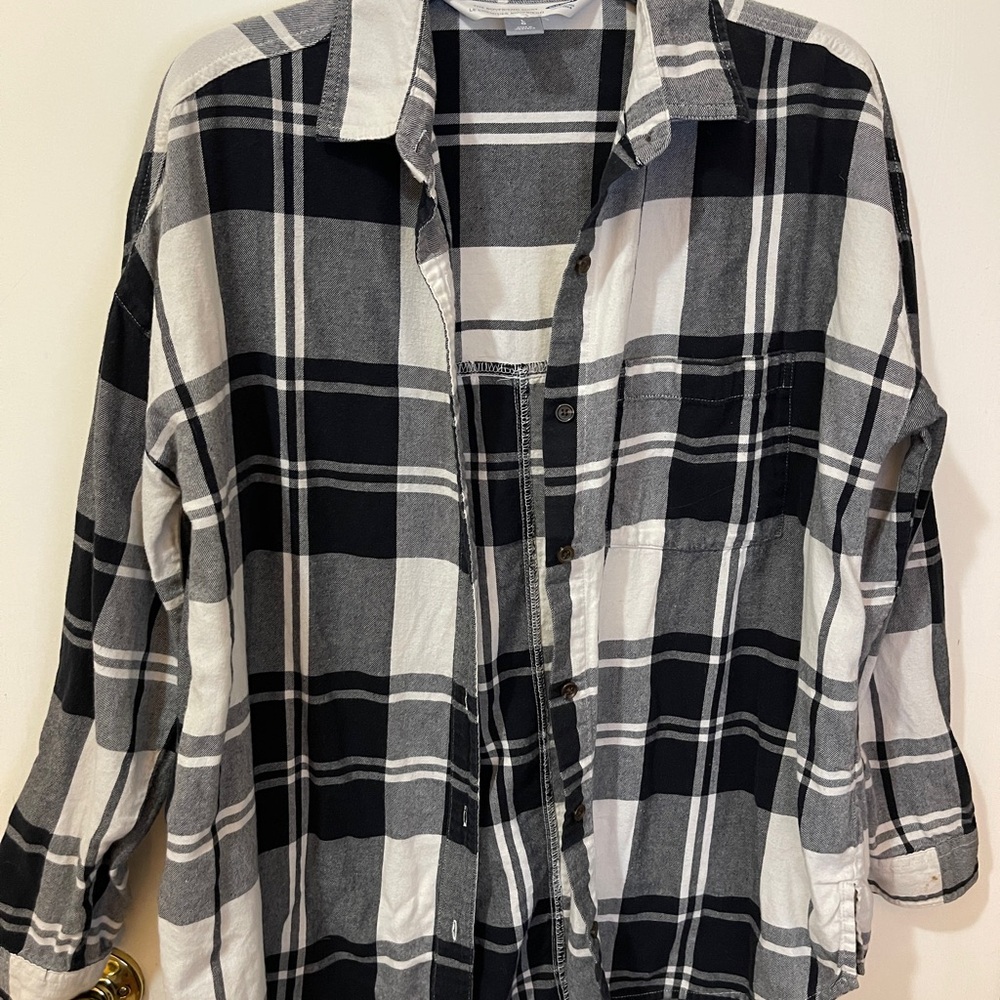 Classic Black and White Plaid Shirt